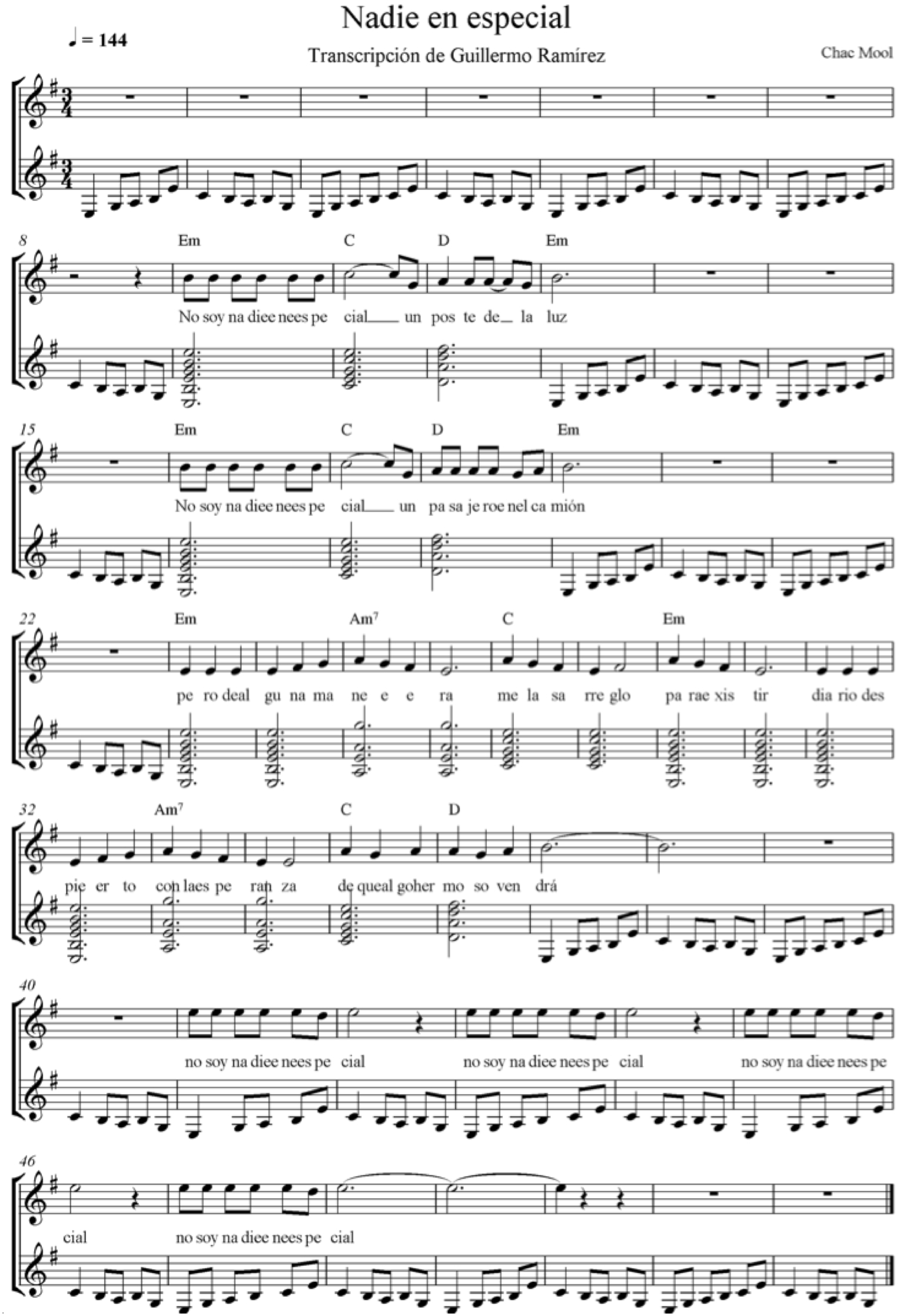 Transcripcion Nadie en especial